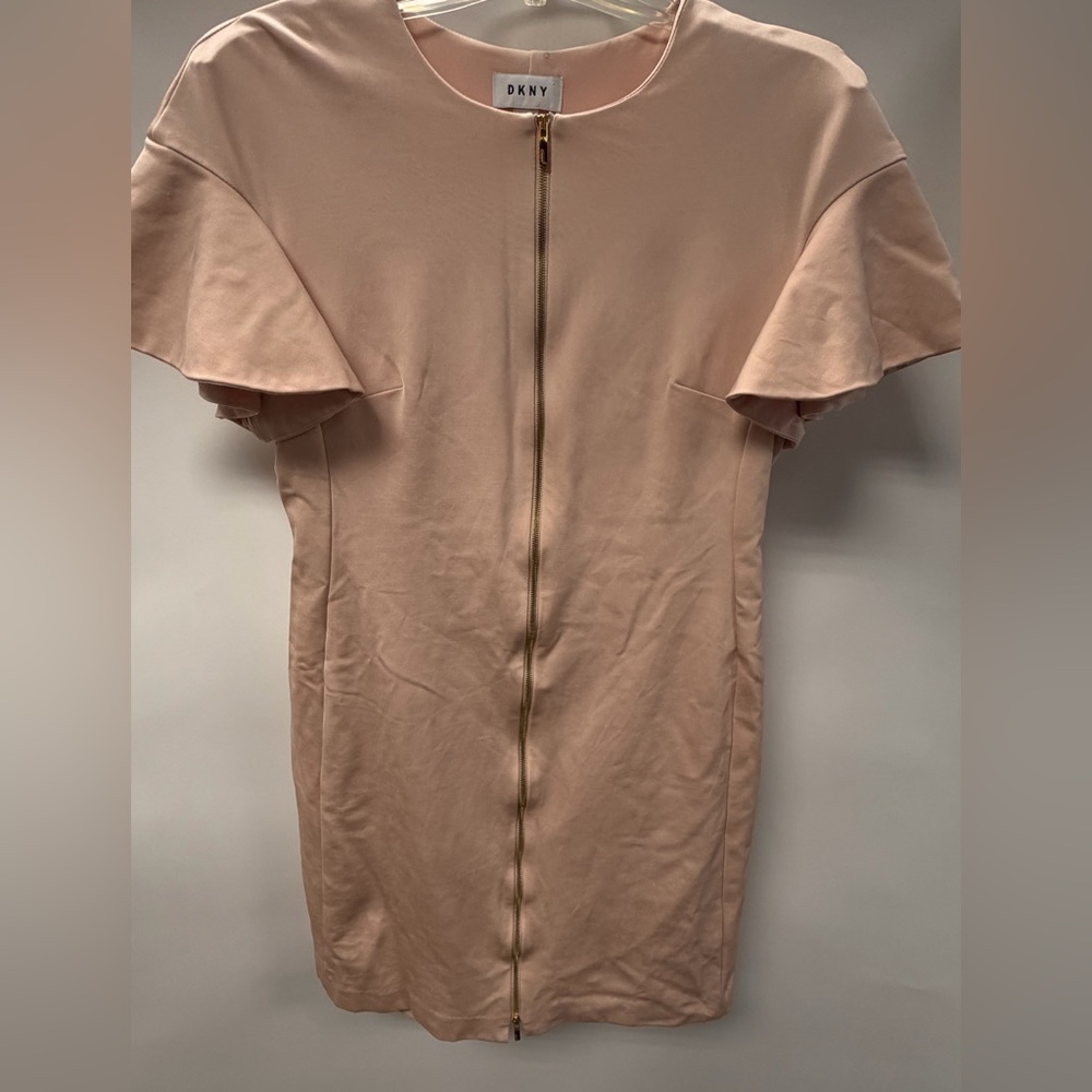 DKNY Soft Pink Dress with Gold front Zipper
